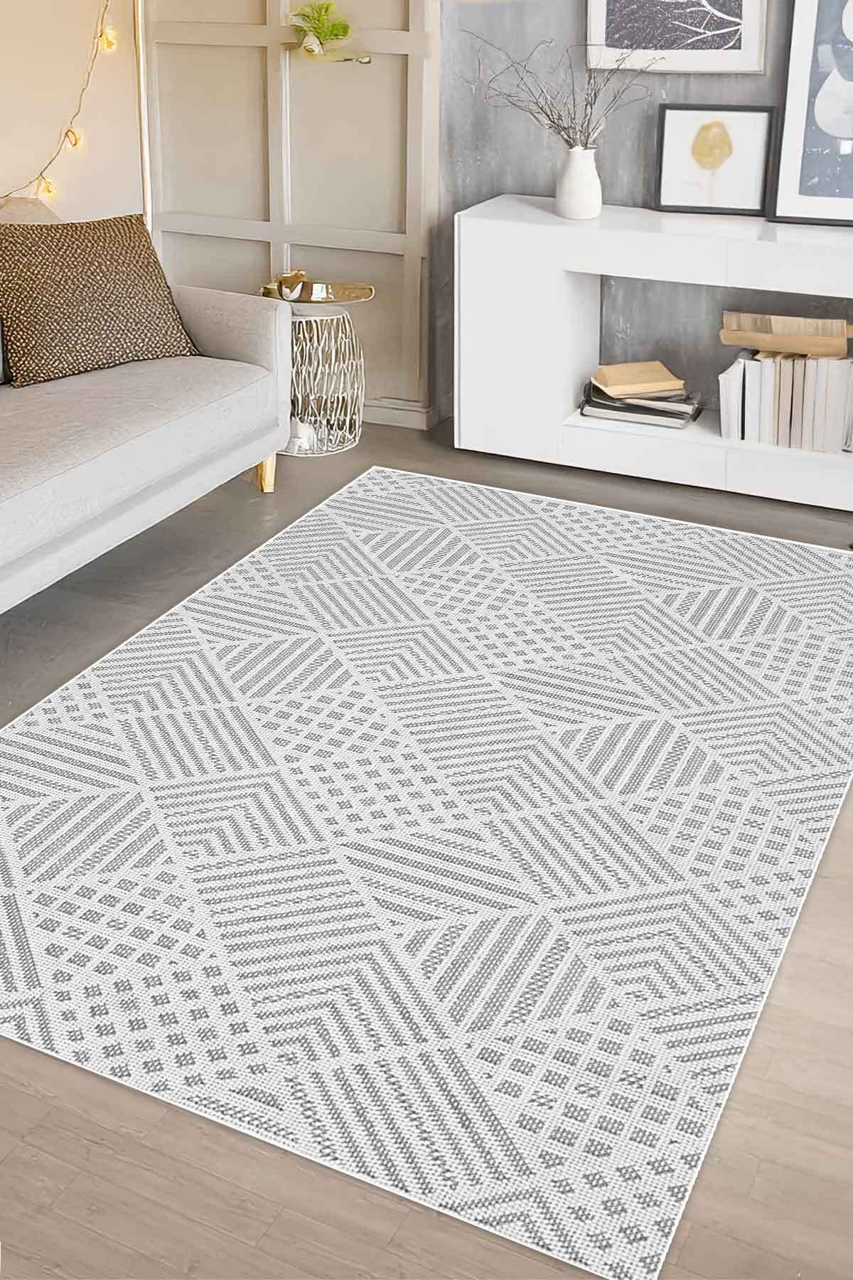 Covor, CLR-7333-HALI-67, 180x200 cm, Poliester, Gri