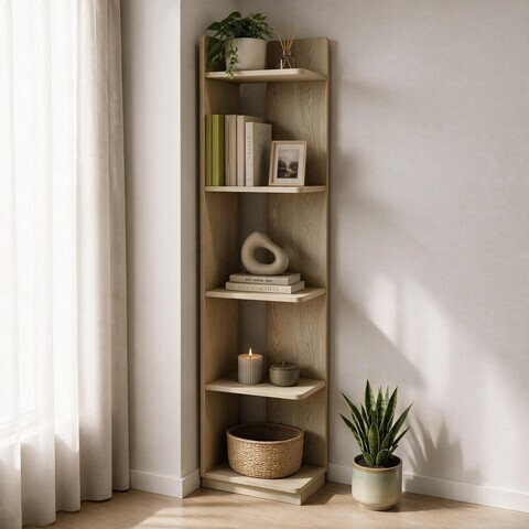 Corp biblioteca, Hanah Home, Aura, 37.8x150x23.8 cm, Stejar deschis