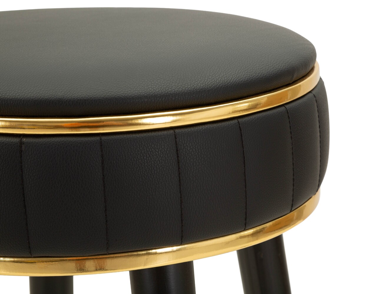 Scaun de bar, Mauro Ferretti, London, 38x74 cm, lemn de pin/piele ecologica, negru/auriu - imagine 3