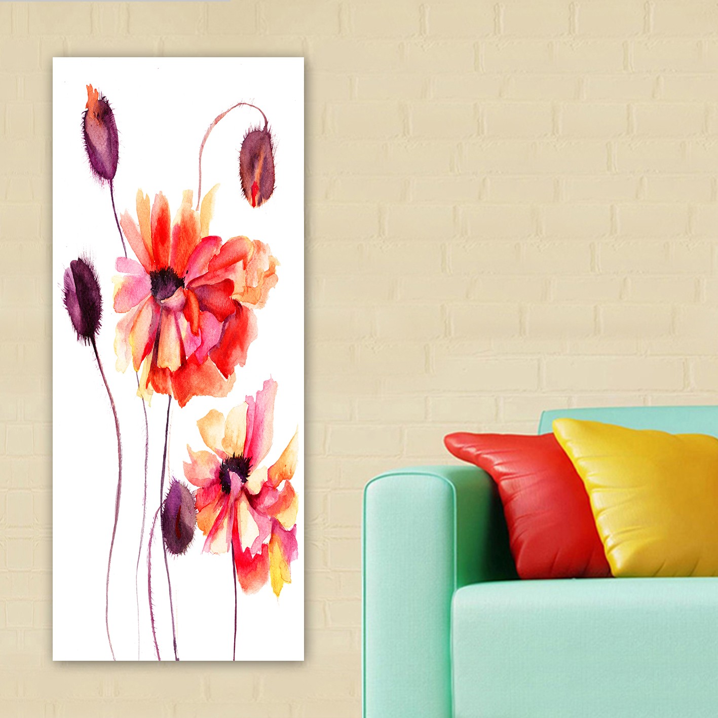 Tablou decorativ, DKY137530_50120, Canvas, Rama din lemn (grosime 3 cm), Multicolor