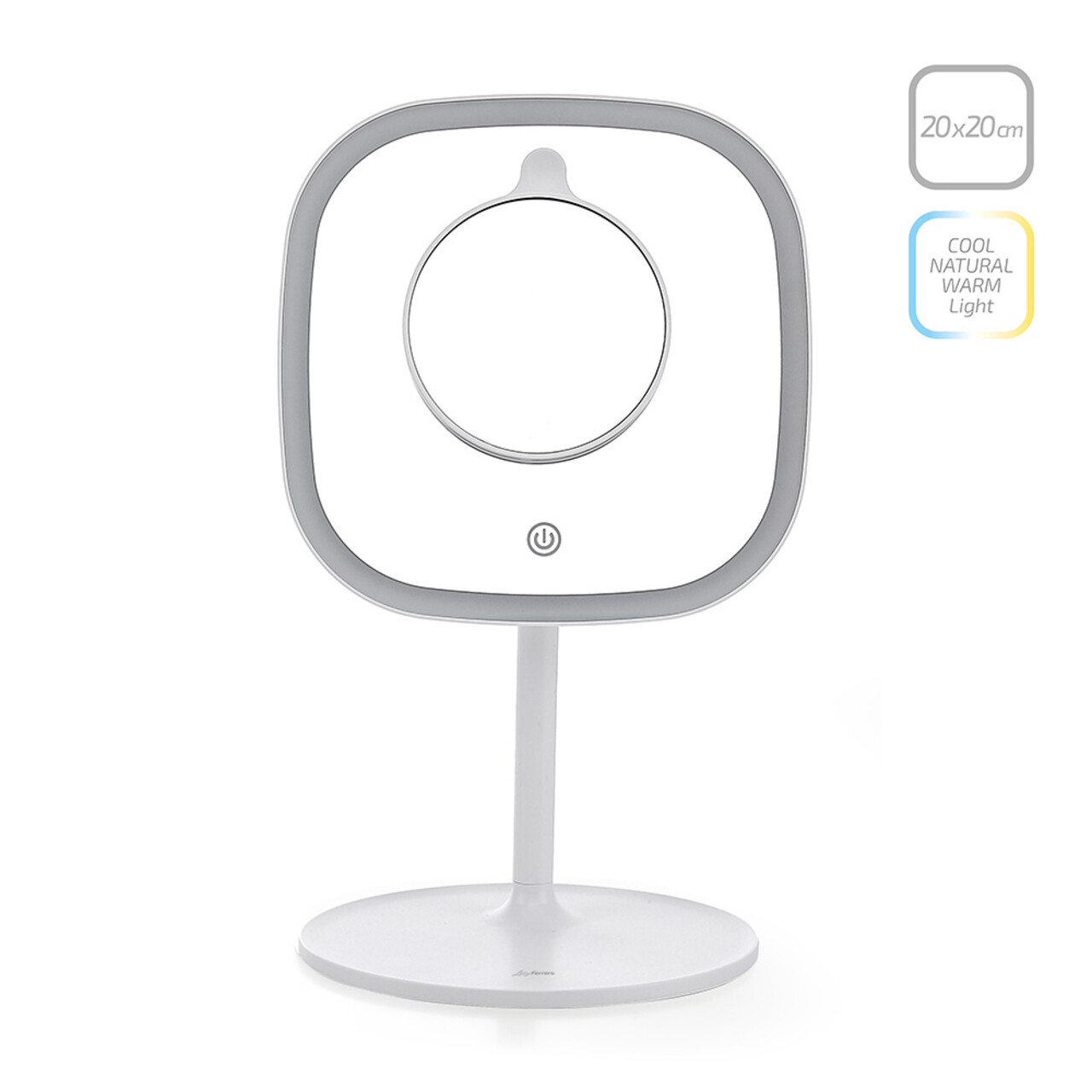 Oglinda cosmetica cu LED-uri, Luigi Ferrero, FR-805M Square, 20x20 cm, rotire 360 grade, 2000mAh - view 2