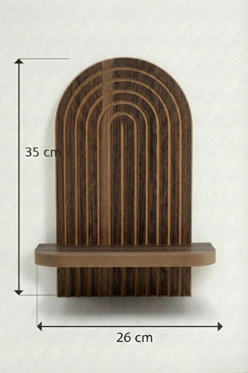 Raft de perete, Hanah Home, Artmtkwll1D, 26x35x13 cm, Wenge - view 5