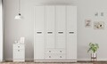 Dulap pentru haine, Rabi, Rb-168-01, 140x184x52 cm, Alb mat
