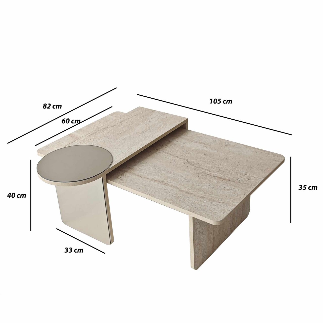 Set masute 2 piese, Hanah Home, Luna, PAL, Travertine / Bronze - imagine 10