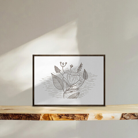 Tablou decorativ, td122, lemn, desenat manual, natural