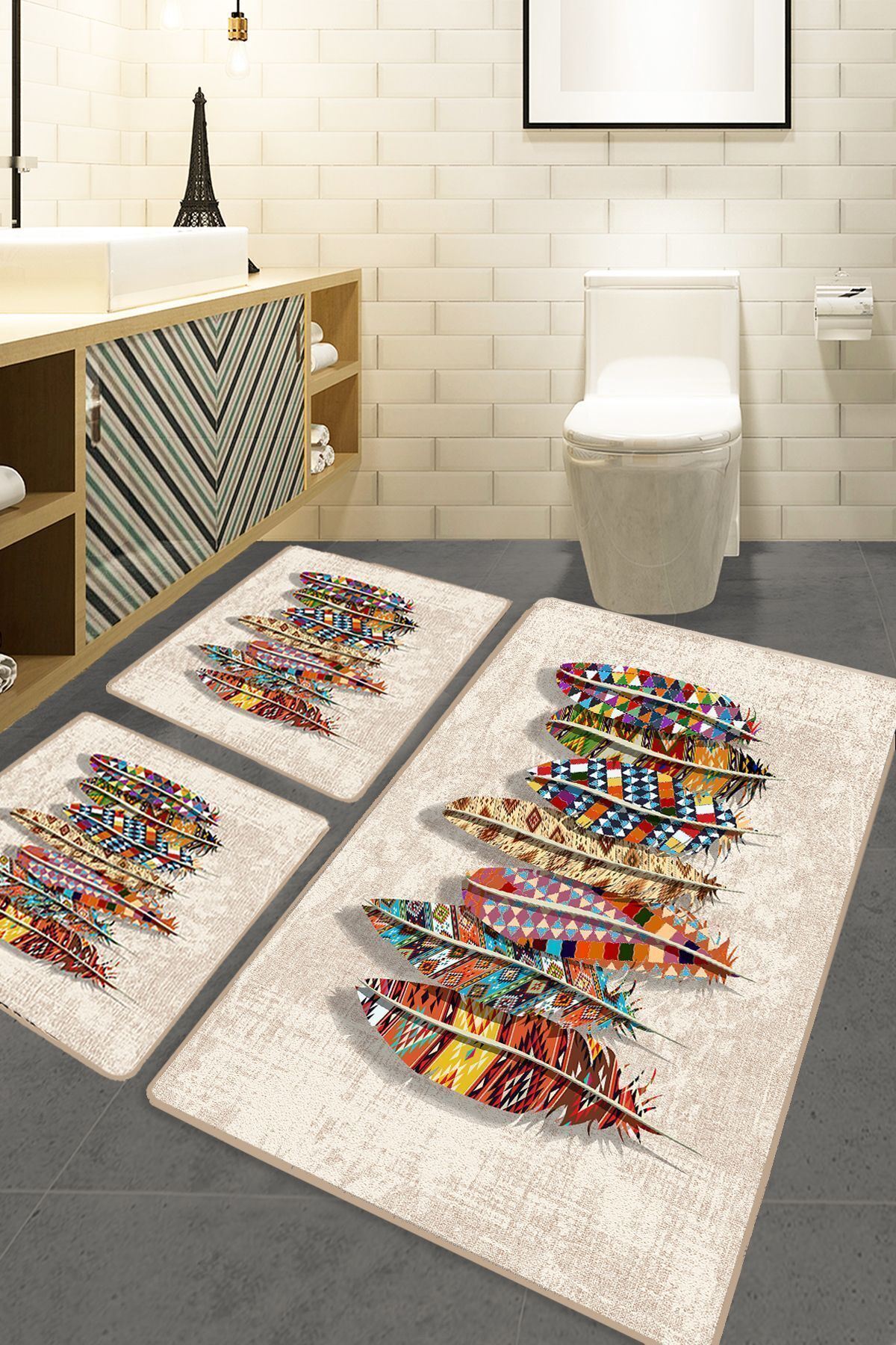 Set covorase de baie, L'essentiel Maison, Rovny, Multicolor