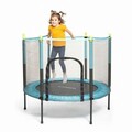 Trambulina copii cu plasa de siguranta Kidine, InnovaGoods, max 80kg, Ø140 x 120 cm, albastru/negru