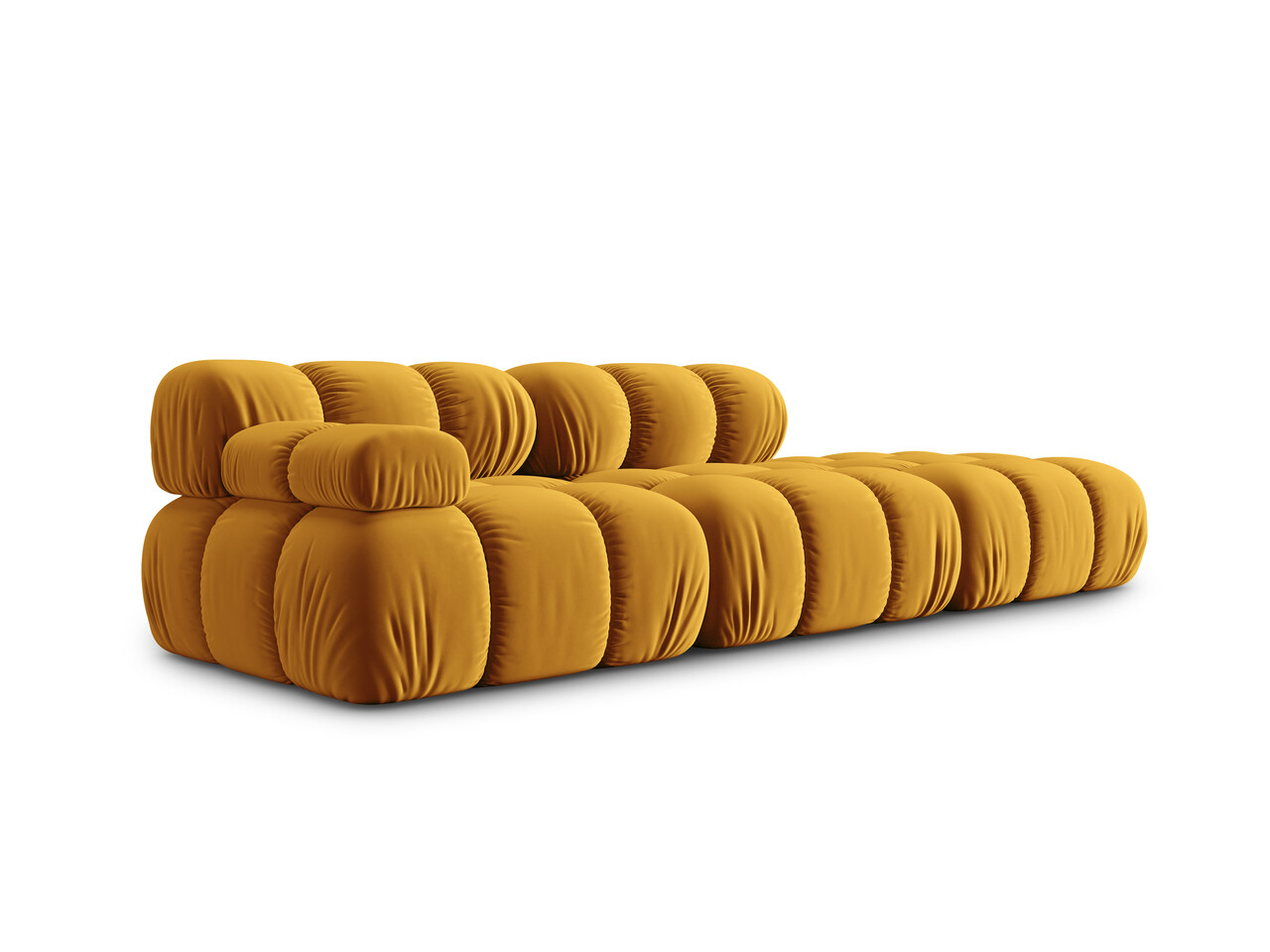 Canapea modulara dreapta 4 locuri, Bellis, Micadoni Home, BL, 282x94x70 cm, catifea, galben - view 2