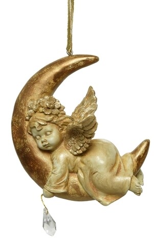 Glob Angel left, Decoris, 6x10x12.5 cm, poliester, auriu