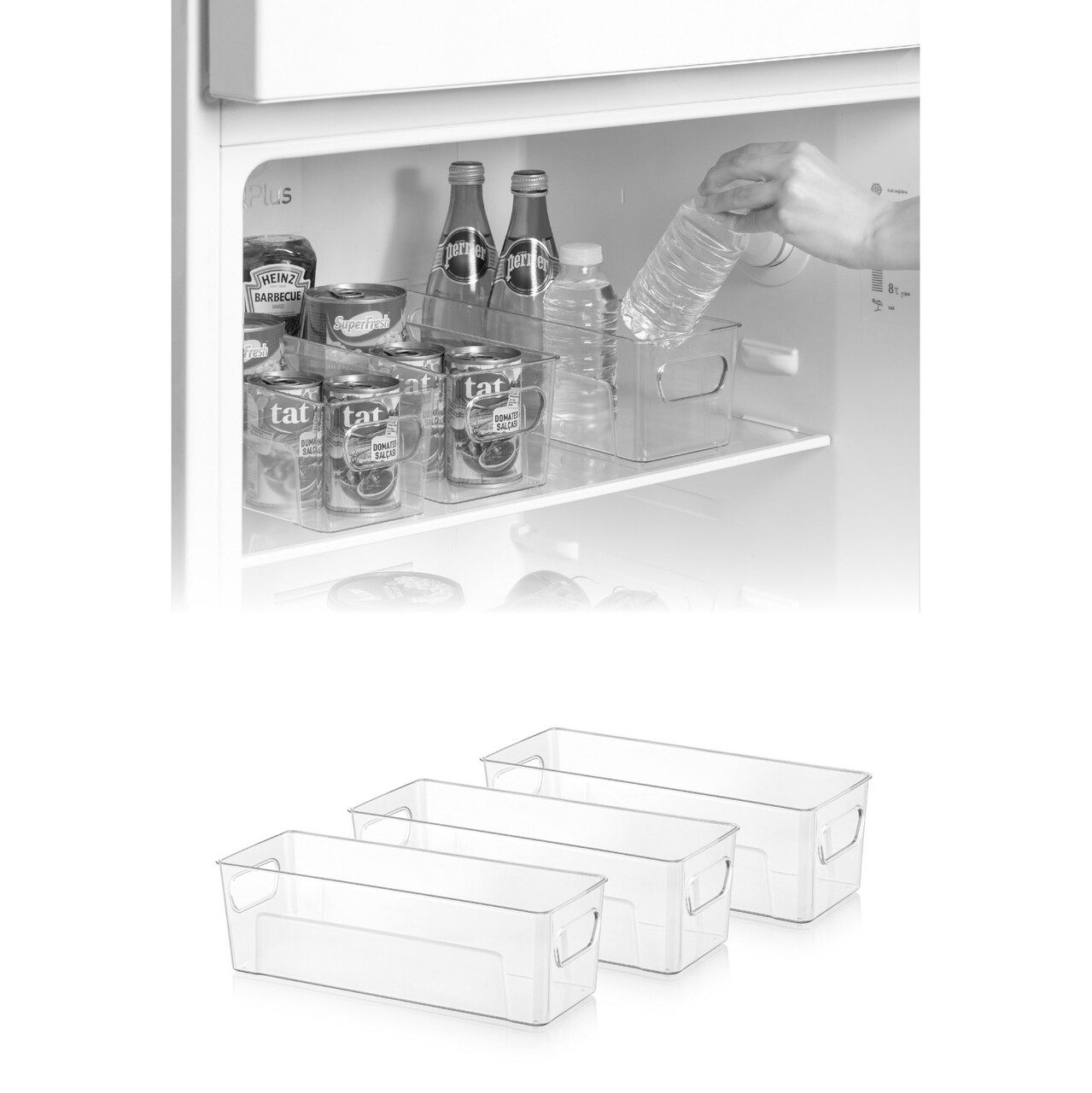 Set organizatoare frigider, Hermia, 964FRM3430, Dimensiune: 28 x 19,5 x 9 cm (1 bucată), Transparent - view 2
