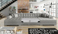 Coltar extensibil 5 locuri, ELTAP, Vento, 359x165x87 cm, lemn/poliester, gri