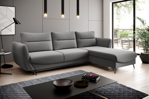 Coltar extensibil dreapta 3 locuri ELTAP, RT-05GO, Silva, 276x201x100 cm, lemn/poliester, gri