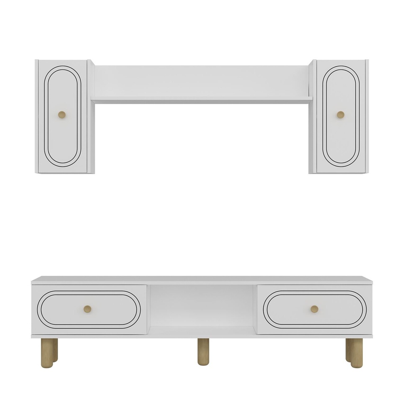Comoda TV, Hanah Home, Polen Bohem, 150x44.6x29.6 cm, PAL , Alb - imagine 3