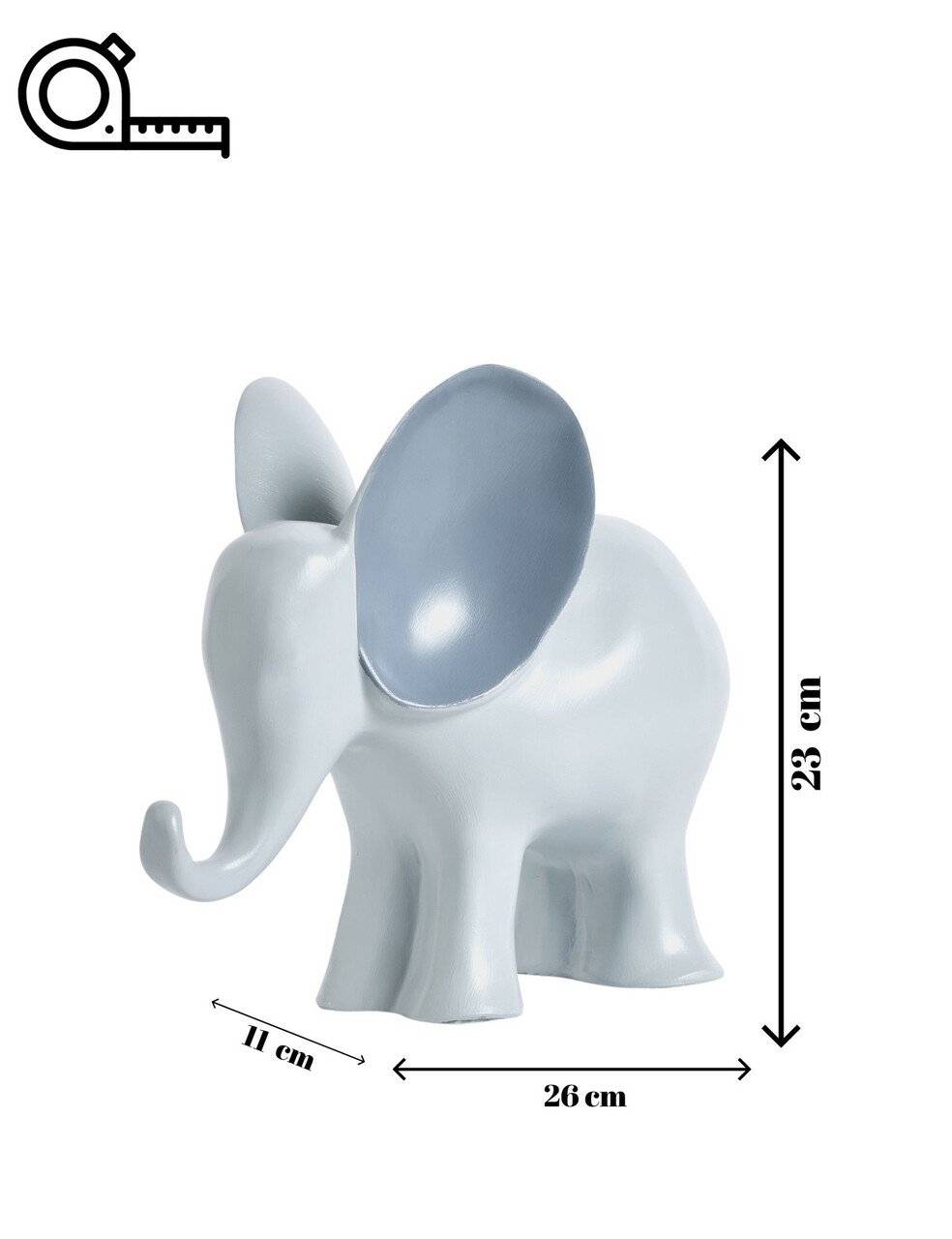 Decoratiune, Elephant, 11x23x26 cm, Poliester, Gri