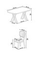 Set masa si scaune (7 piese), Hanah Home, Flori, Model de marmură neagră / Cappuccino