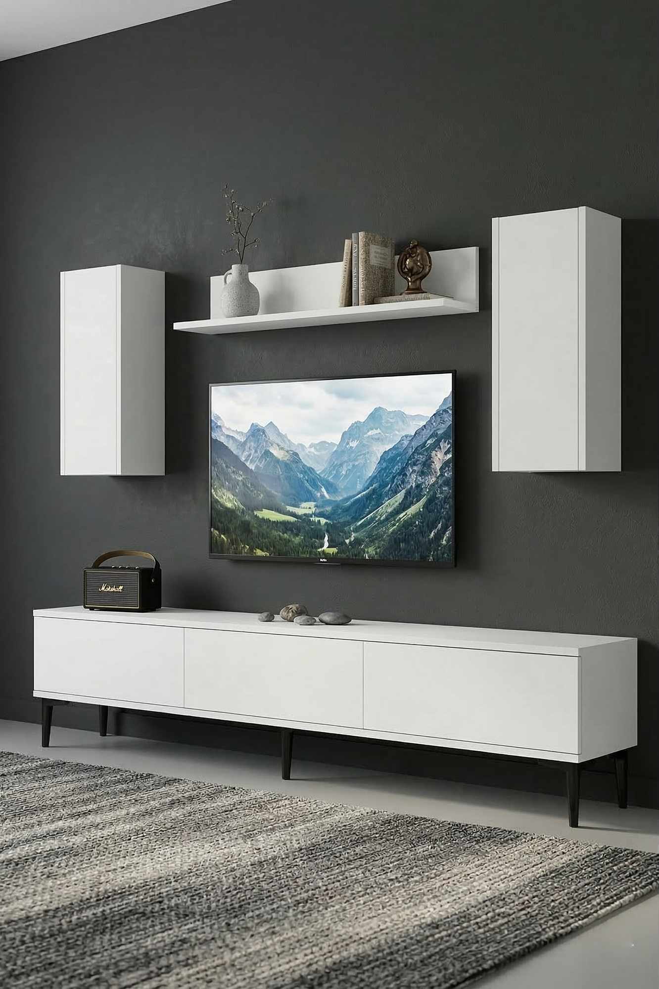 Comoda TV, Hanah Home, Didema 180, 180x40.5x30 cm, Alb