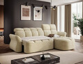 Coltar extensibil dreapta 3 locuri ELTAP, Beneth, 301x185x115 cm, lemn/poliester, bej deschis