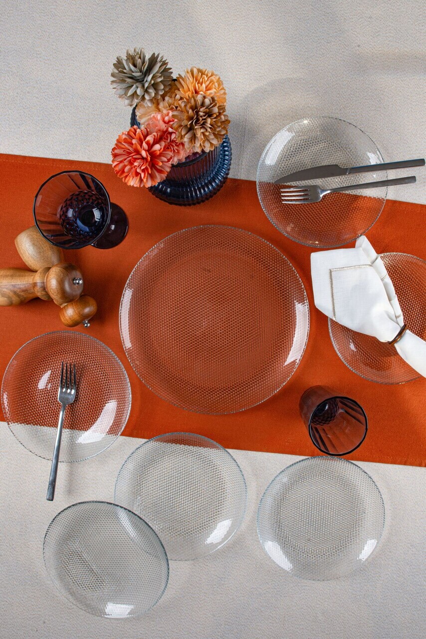 Set platouri servire desert Hermia 858CMR1901 Sticla Farfurie de servire: 25 cm (1 bucată) Transparent