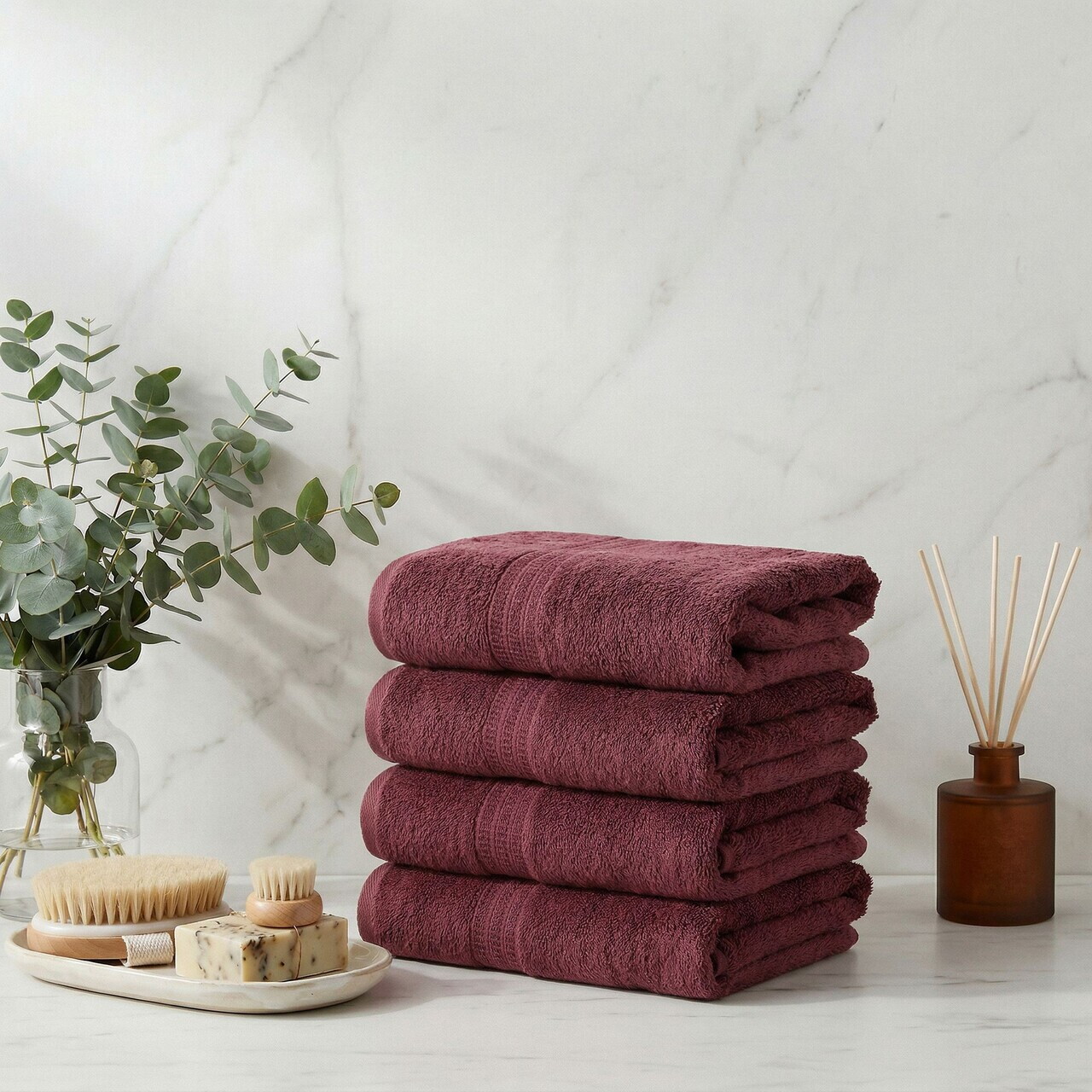 Set prosoape L'essentiel Maison List Bumbac Maro