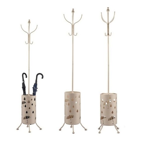 Cuier cu suport pentru umbrele Elio, Gift Decor, 44 x 44 x 185 cm, metal, crem
