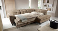 Coltar extensibil dreapta 5 locuri ELTAP, RT-20AU, Inferne, 297x210x107 cm, lemn/poliester, bej inchis