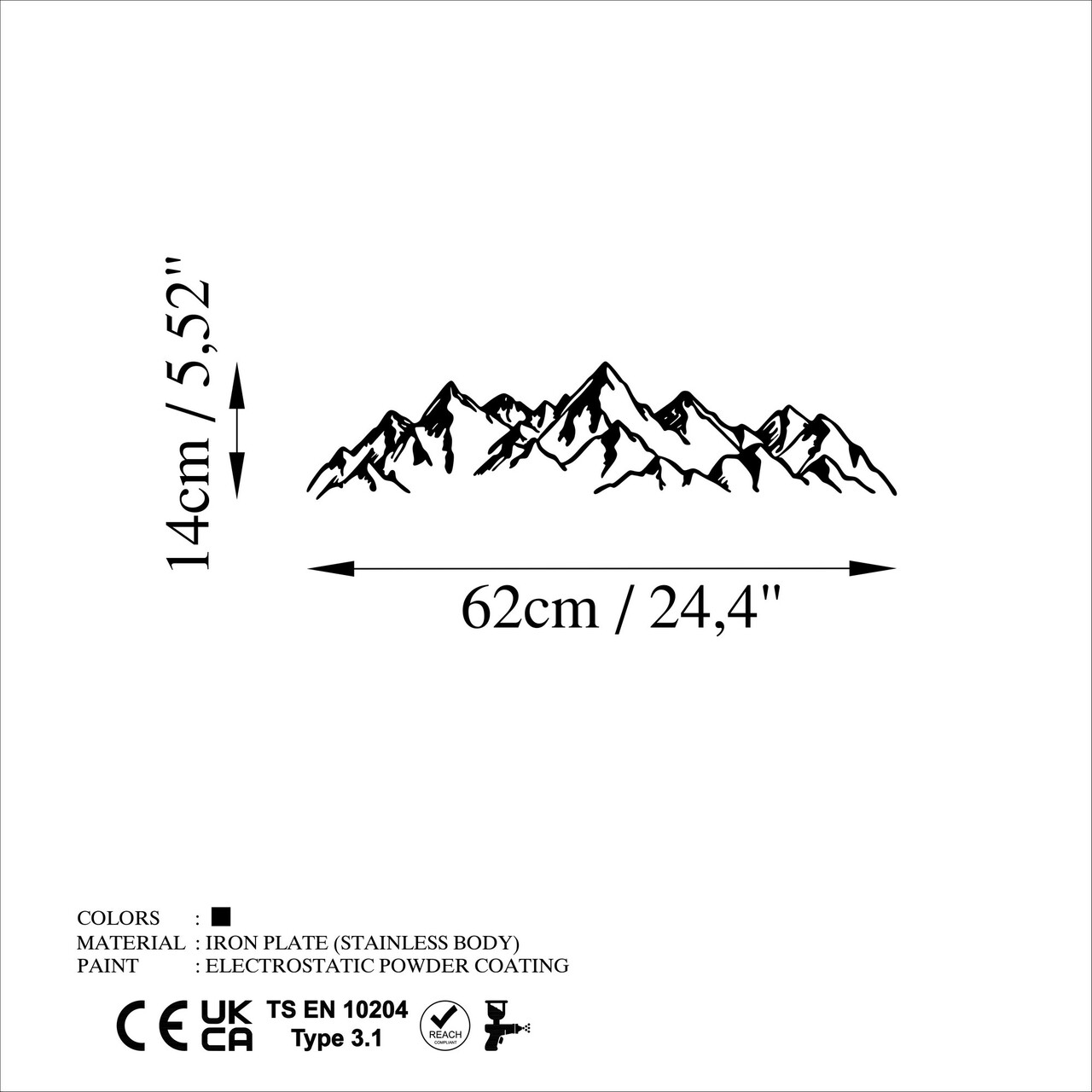 Decoratiune de perete, Mountain View, Dimensiune: 62 x 14 cm, Negru - view 6