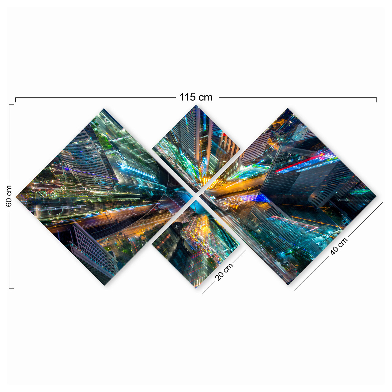 Set 4 tablouri decorative, 4MDF204457933, MDF, Imprimat UV, Multicolor