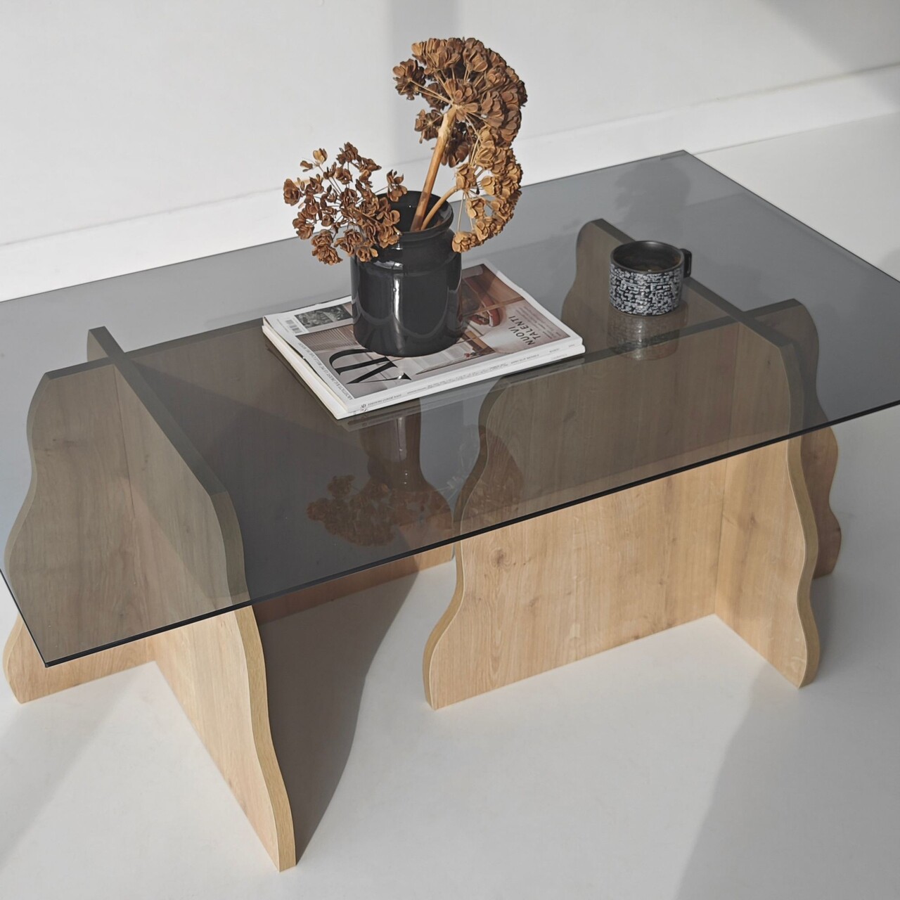Masuta de cafea, Hanah Home, Canyon, 105x40x65 cm, Stejar Safir / Fume - view 6