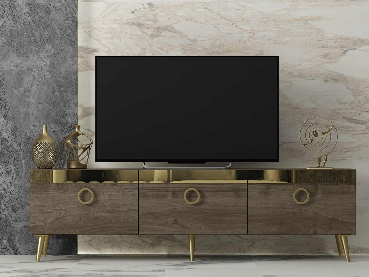 Comoda TV, Odessa, Safar, 150x30x45 cm, PAL, Maro