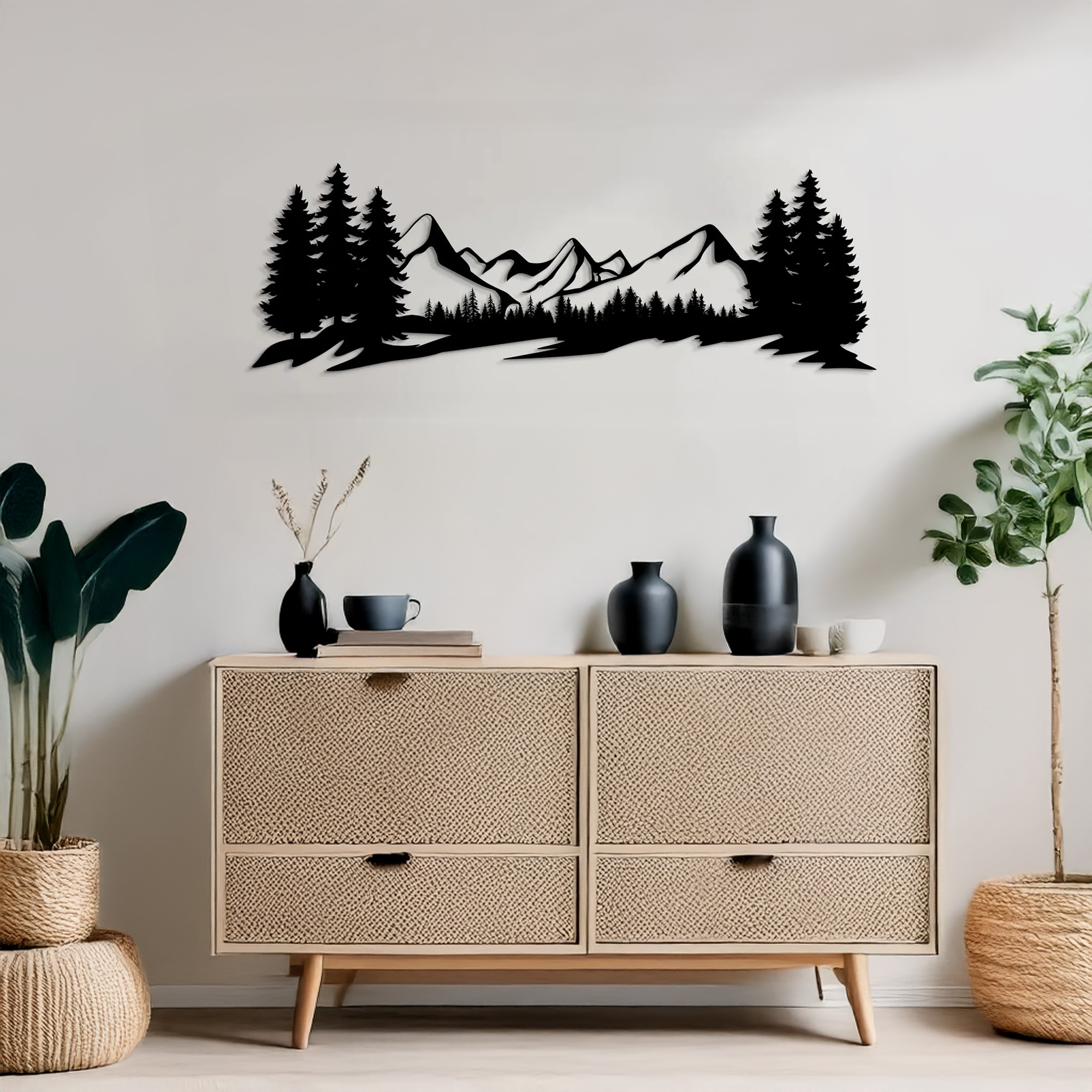 Decoratiune de perete, DCV-1065-MT, 70 x 20 cm, Negru