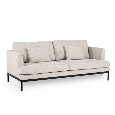 Canapea fixa Pearl, Ndesign, 3 locuri, 204x88x82 cm, lemn, crem 204x88x82