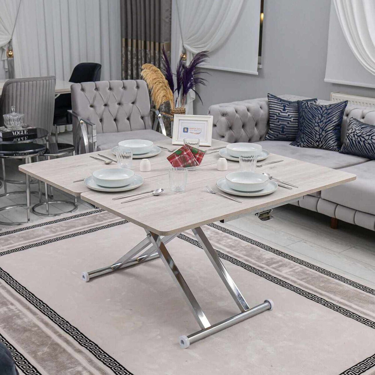 Masuta de cafea, Hanah Home, Home Ext, MDF, Lisabona / Chrome — imaginea 2