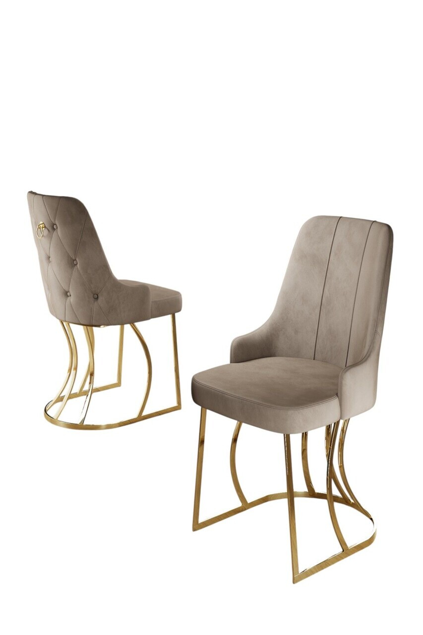 Set scaune 2 piese, Hanah Home, Puva, Cappuccino / Aur — imaginea 2