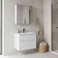 Set Dulap de Baie cu Chiuvetă și Oglindă (2 Piese), Hanah Home, Messina 65 v2, Alb mat