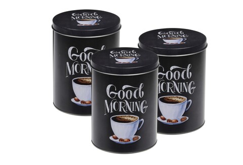 Set 3 recipiente pentru cafea Good morning, 10.5×14 cm, aluminiu, negru Excellent Houseware imagine noua 2022