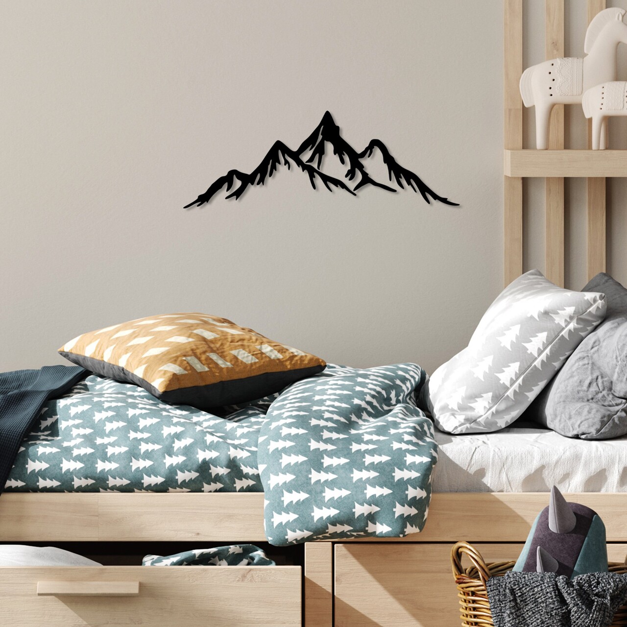 Decoratiune de perete, Full Mount And Mountain, Dimensiune: 62 x 22 cm, Negru - view 3