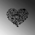 Decoratiune de perete, Musical Heart, Metal, Dimensiune: 74 x 60 cm, Negru