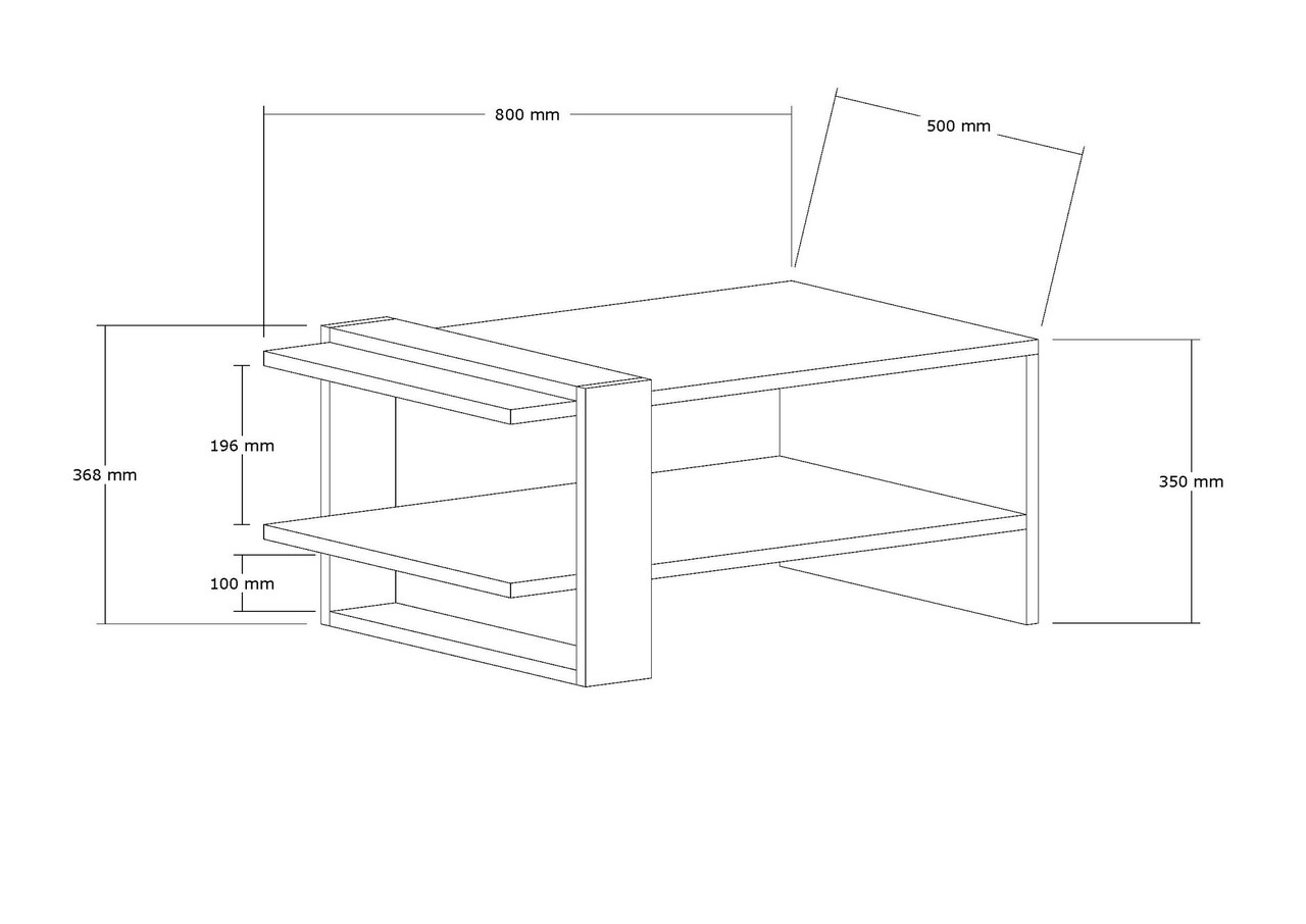 Masuta de cafea, Hanah Home, Yonca, 80x35x50 cm, Antracit / Stejar - view 6