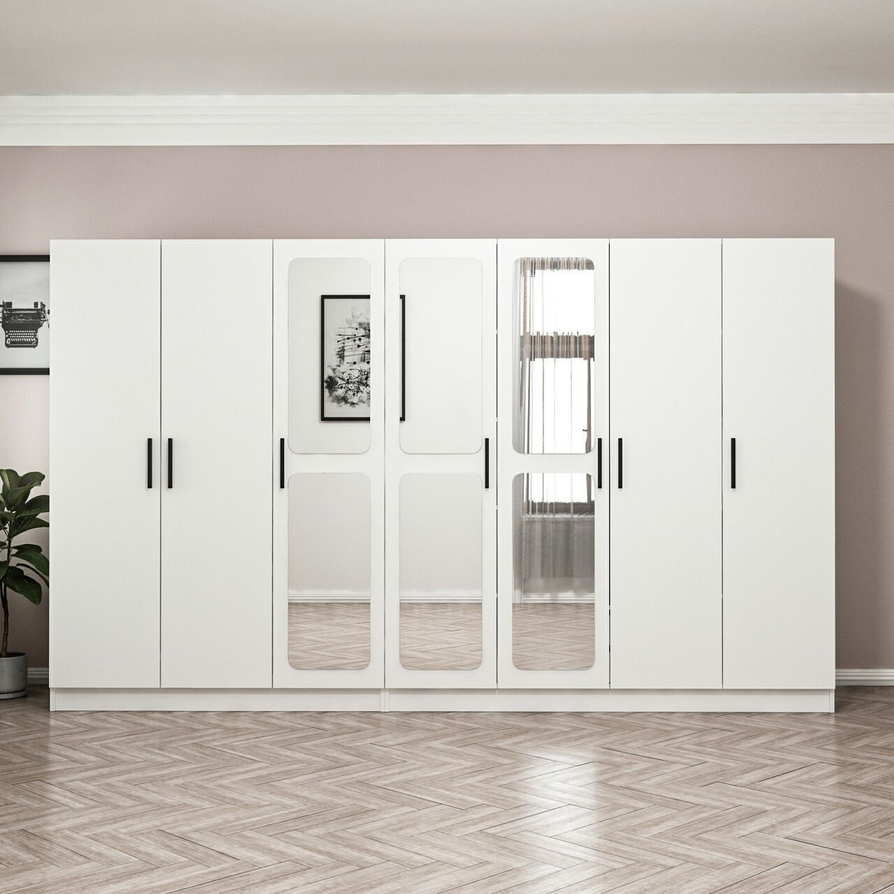 Dulap pentru haine, Minerva, Kale, 315x210x52 cm, PAL, Alb - 1 | YEO