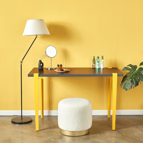 Masa de toaleta / machiaj, Logg, Elaea, 90x75x45 cm, Antracit / Galben 90x75x45 imagine 2022