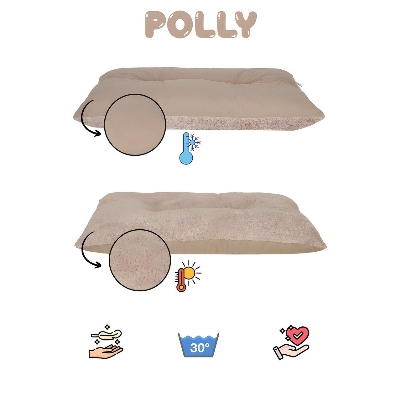 Pat pentru animale de companie, Paws &amp; Whiskers, Polly Dog 60 x 90, Material exterior: 100% poliester, Crem / Bej - view 3