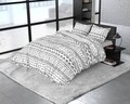 Lenjerie de pat pentru doua persoane, Satin Scandino White, Royal Textile, 3 piese, bumbac satinat, alb/gri