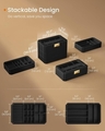 Cutie de ceasuri cu 3 niveluri Ronne, Songmics, 27.3x16.3x20.5 cm, 8 compartimente, piele ecologica/metal, negru/gri