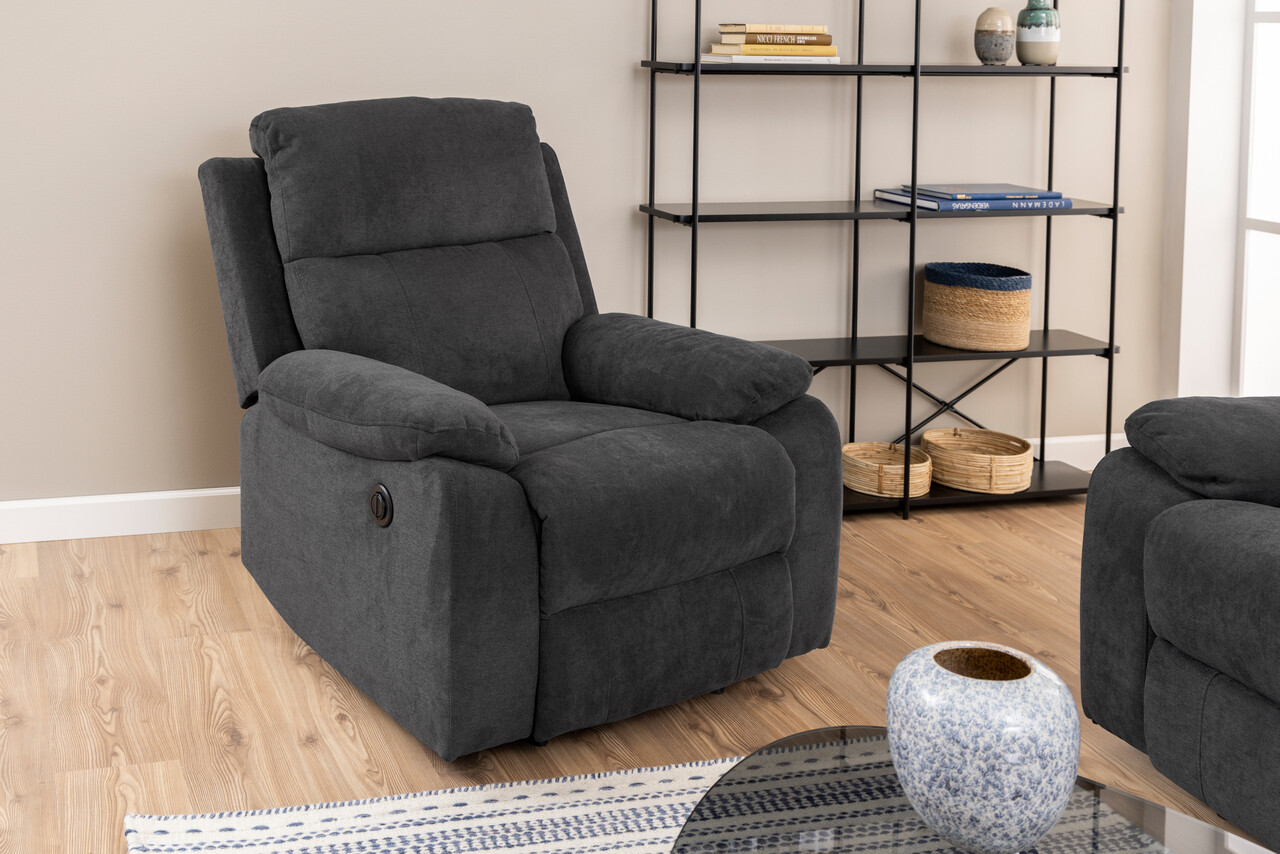 Fotoliu cu recliner Mora, Actona, 89.5x95x98 cm, poliester/otel, gri inchis - view 7