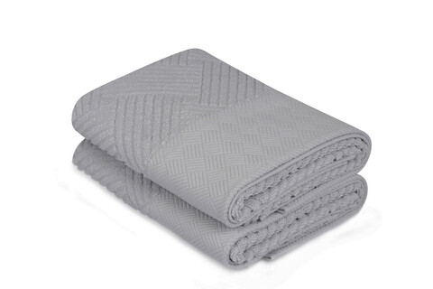 Set prosoape de mână (2 bucăți), Şaheser, esse bordür, bumbac, gri