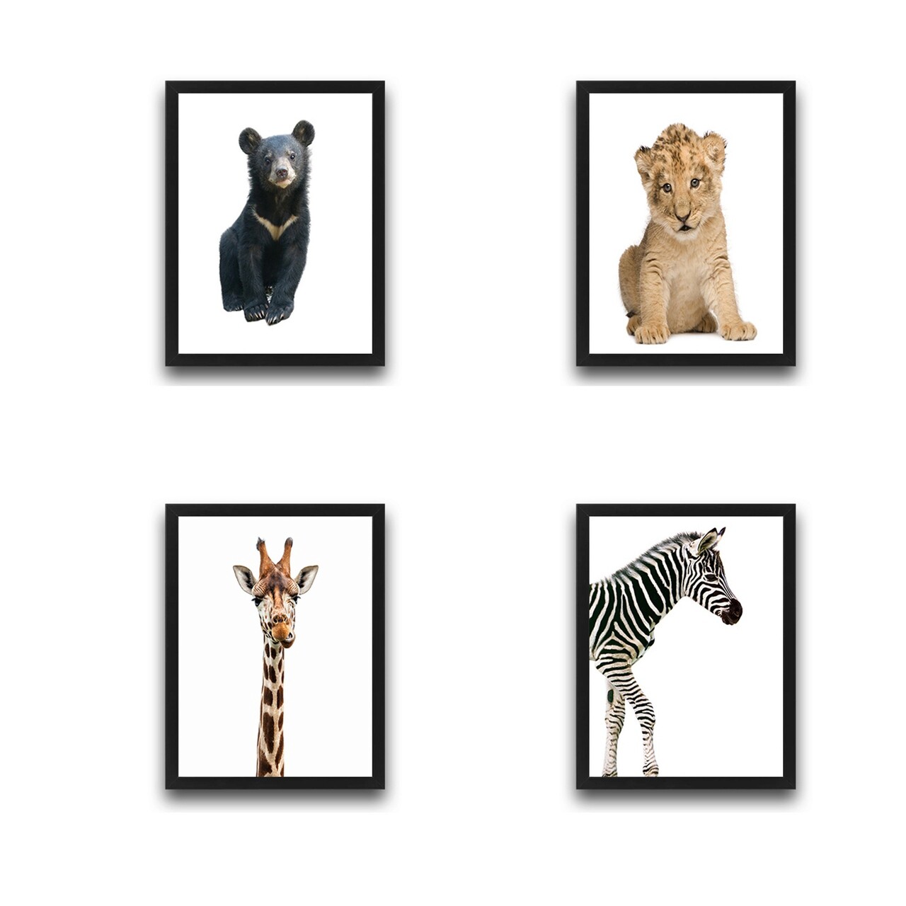 Set 4 tablouri decorative, Cute Animals Set, PAL, Hartie, Multicolor - 1 | YEO