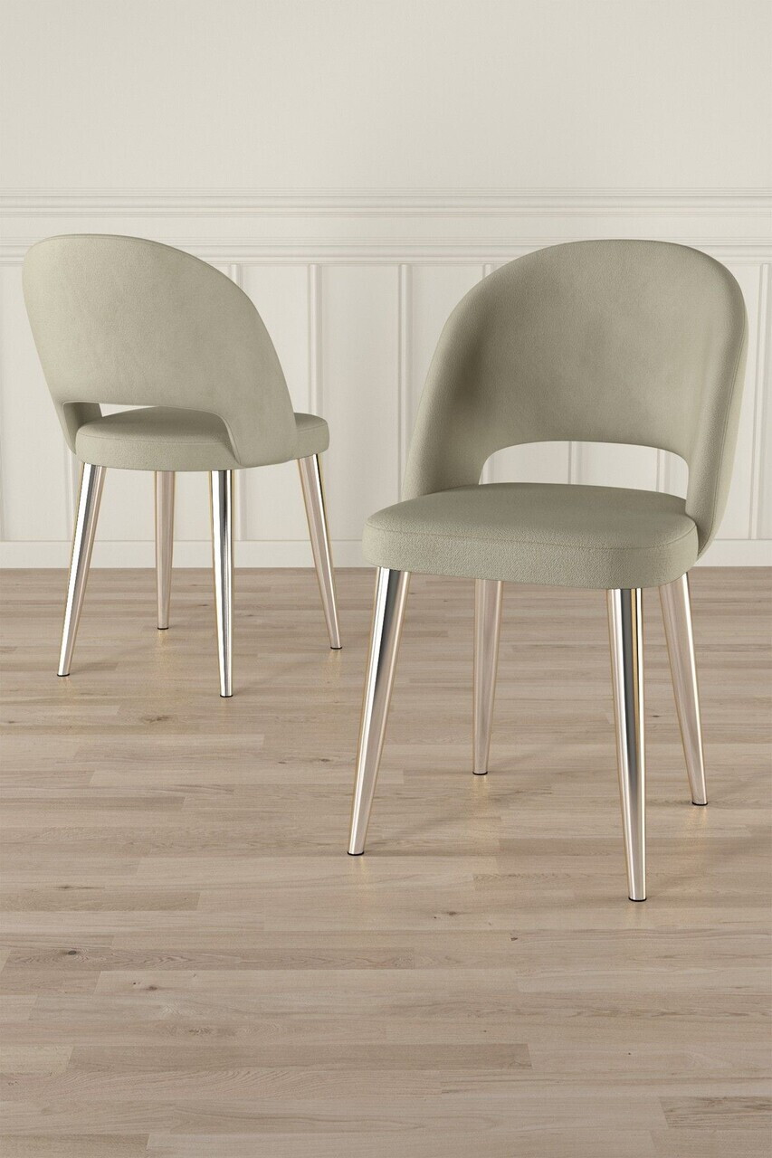 Set scaune (8 piese), Hanah Home, Pane, Crem / Crom