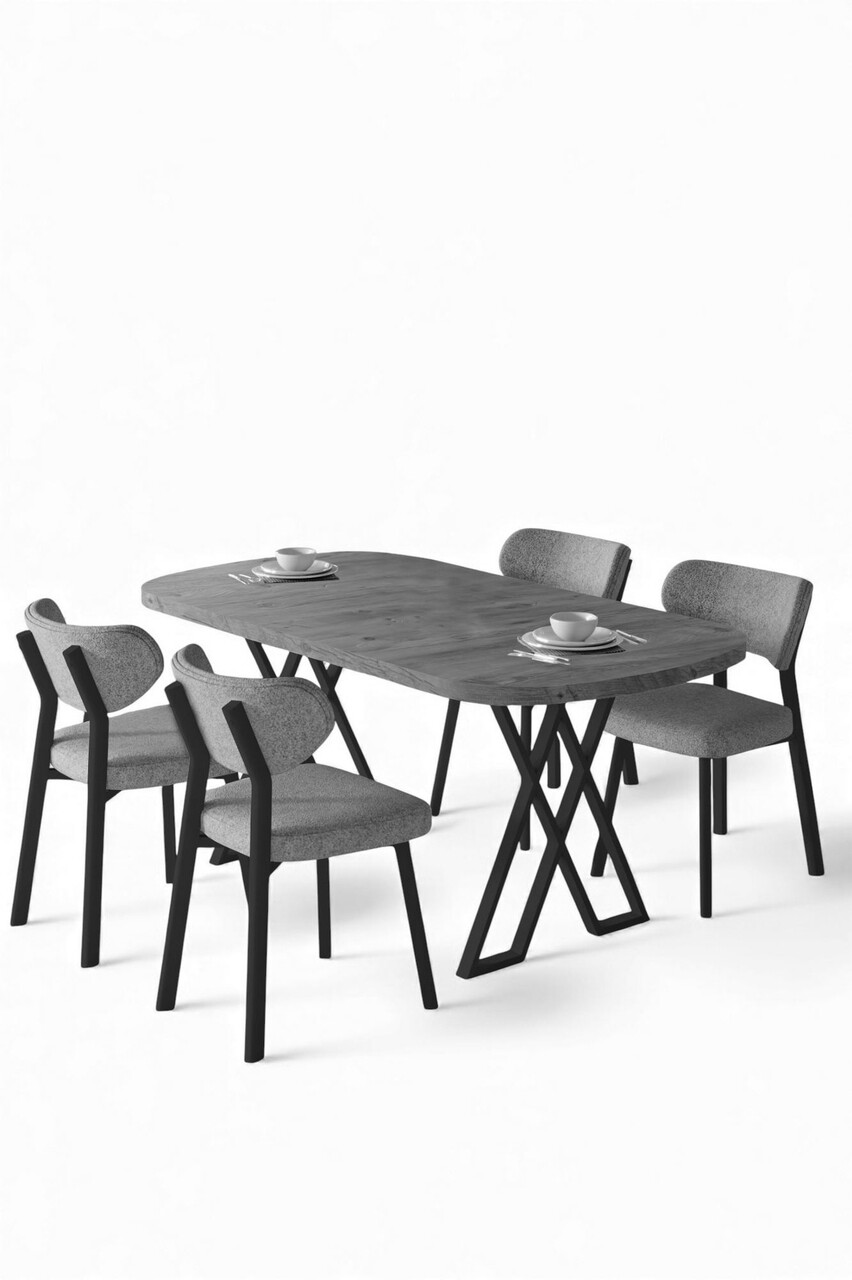 Set masa si scaune (5 Pieces), Hanah Home, Axton, Pin Atlantic / Cappuccino - view 2