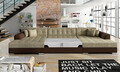 Coltar extensibil 5 locuri, ELTAP, Vento, 359x165x87 cm, lemn/poliester, bej/maro