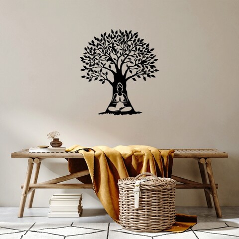 Decoratiune de perete, yoga 4, metal, dimensiune: 64 x 70 cm, negru